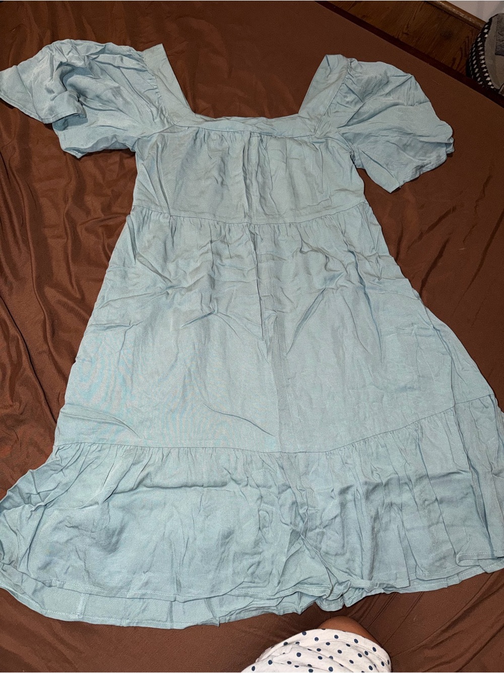 Maurices Sage Green Puff Sleeve Tiered Midi Dress XS